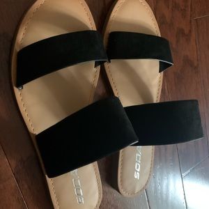 Soda Black Slip On Sandals 8.5 Never Worn